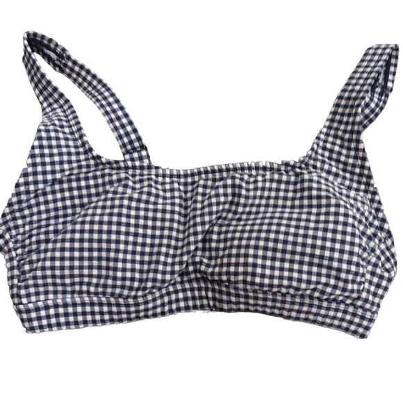 Women's Small Gingham Textured Bralette Bikini Top - Kona Sol Navy Blue - Picture 3 of 6